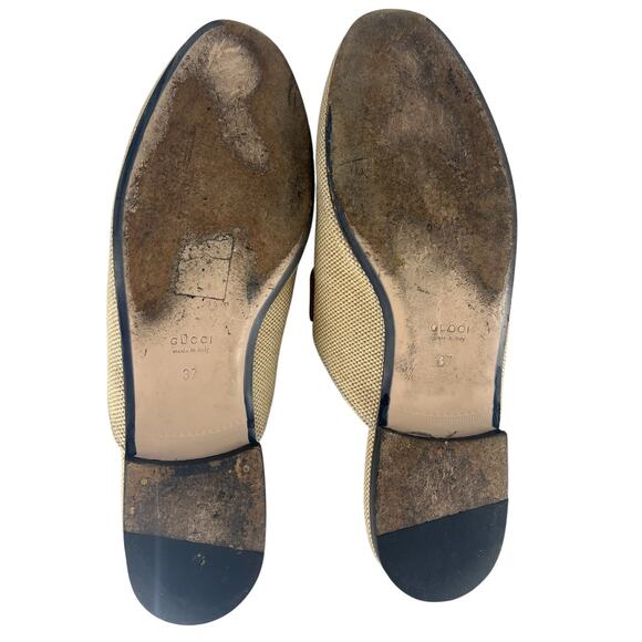 Gucci Canvas Vintage Charlotte Web Princetown Mule Slippers in Sand Cuir - Picture 16 of 16
